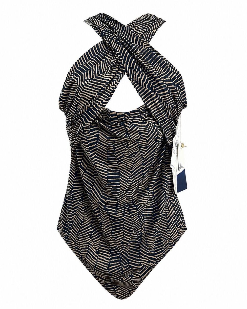 Leilani Selina Tank Swimsuit Size 10 Black Tan Crisscross NWT